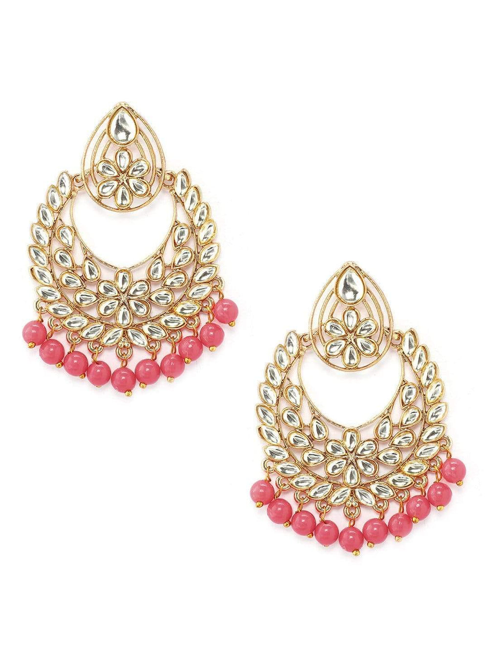 Rubans Gold Toned Kundan Studded Chandbali Earrings Earrings