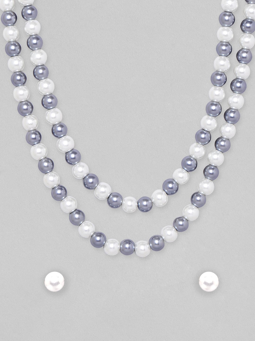 Rubans Grey And White Pearl Necklace Set. Necklace Set