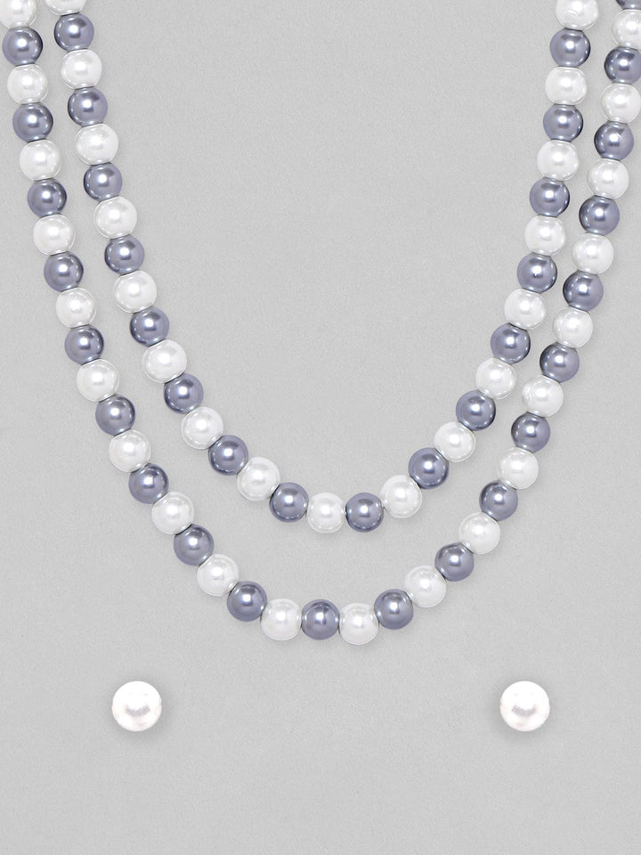 Rubans Grey And White Pearl Necklace Set. Necklace Set