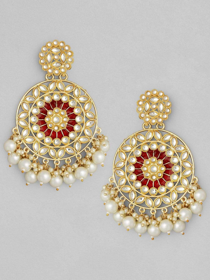 Rubans Kundan Gold Plated Handcrafted Chandbali Earrings Earrings