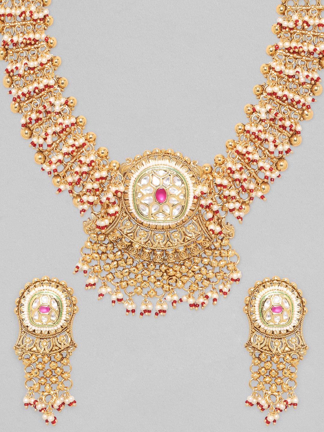 Rubans Luxury Gold Plated Handcrafted Traditional Necklace. Necklace Set