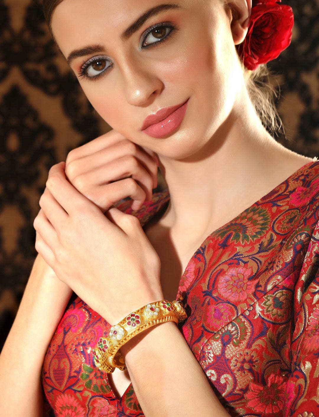 Rubans Luxury Gold Plated Kundan Traditional Bangle Bangles & Bracelets