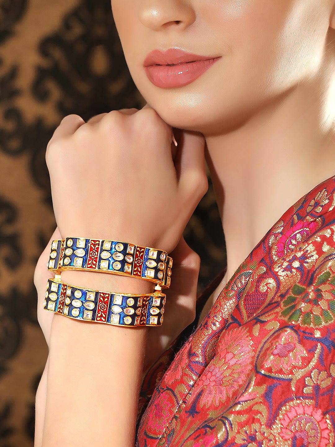 Rubans Luxury Gold Plated Kundan Work Statement Bangles Bangles & Bracelets