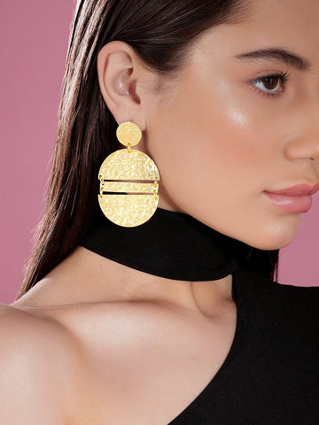 Rubans Matt Gold Finish Circular Textured Earrings. Earrings