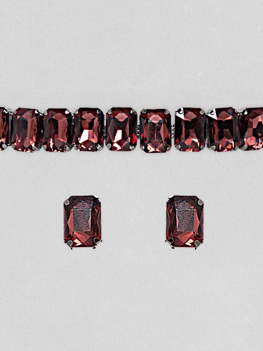 Rubans Mesmerizing Choker Set With Wine Coloured Stones. Necklace Set