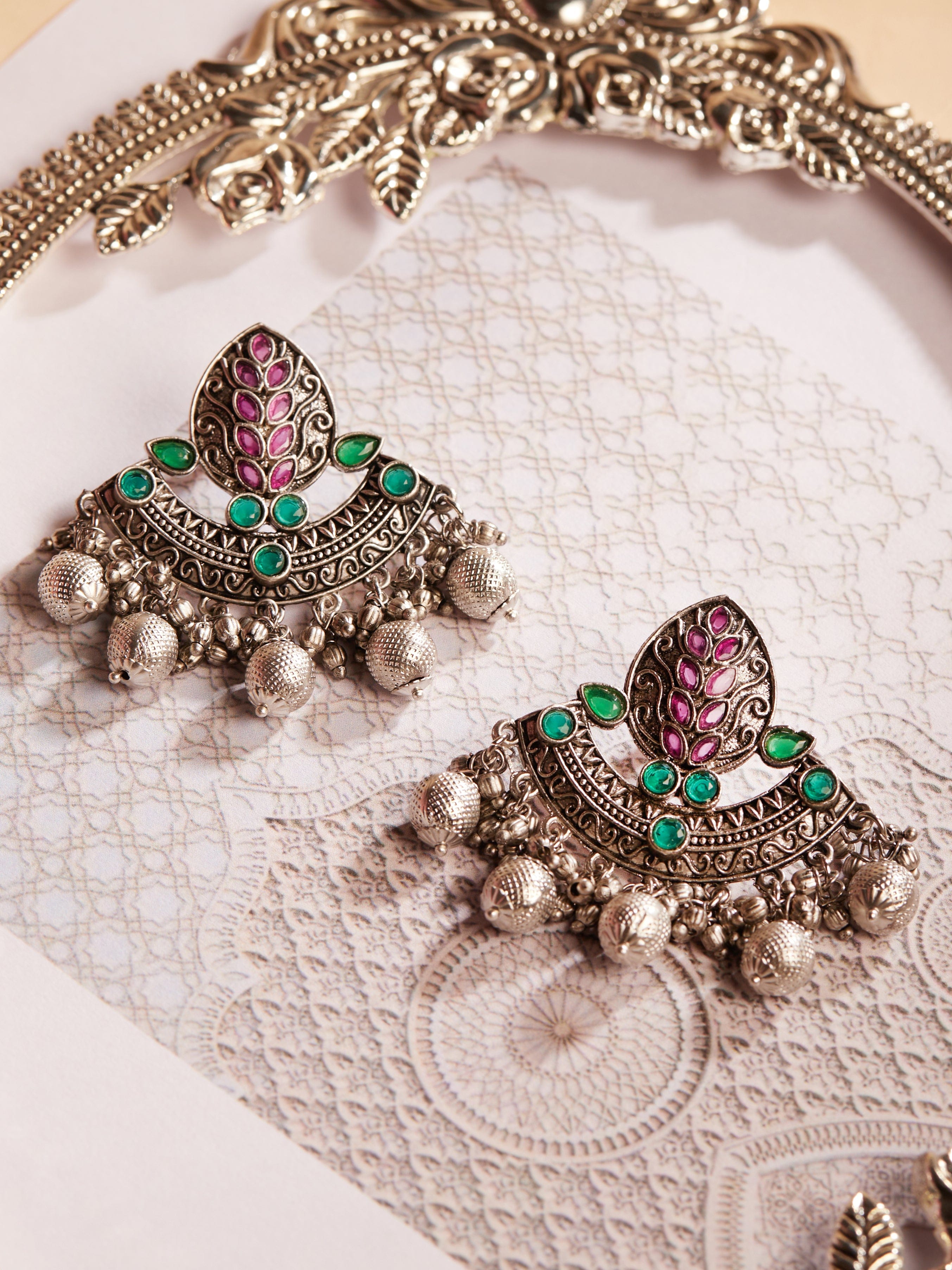 Buy Oxidised Chandbali With Jhumka Earrings for Women Online at Silvermerc  | GME 3113 – Silvermerc Designs