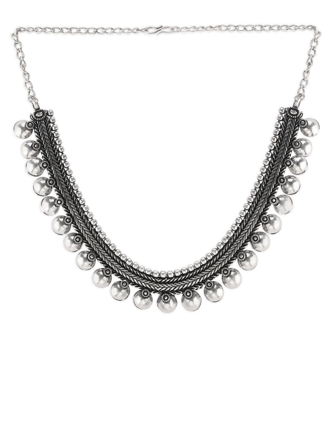 Rubans Oxidised Handcrafted Silver Plated Necklace Chain & Necklaces