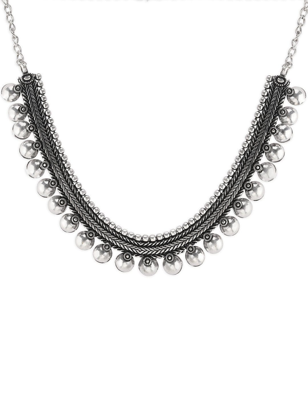 Rubans Oxidised Handcrafted Silver Plated Necklace Chain & Necklaces