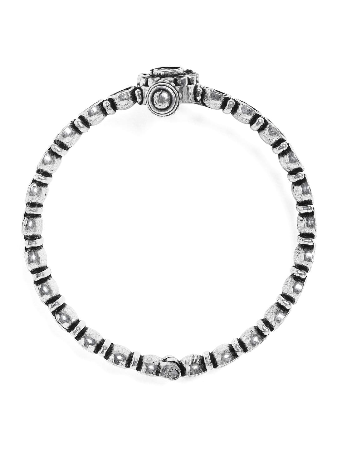 Rubans Oxidised Kundan Silver Plated Handcrafted Bracelet Bangles & Bracelets