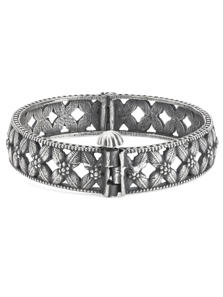 Rubans Oxidised Silver Floral Bracelet. Bangles & Bracelets