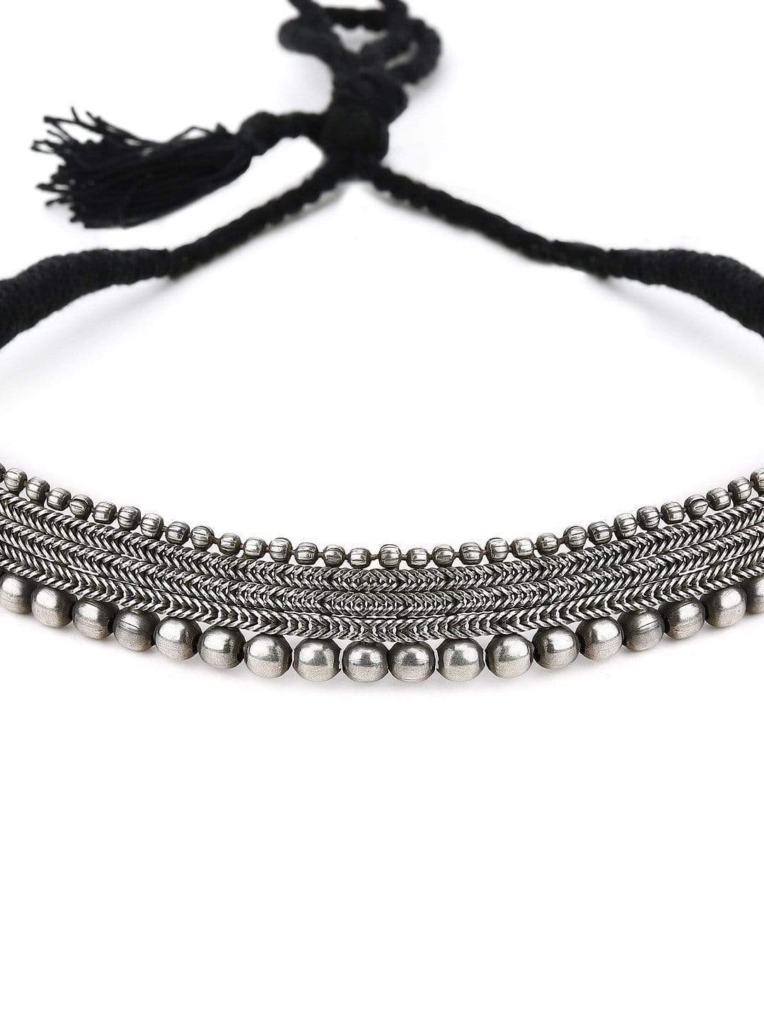 Rubans Oxidised Silver Plated  Choker Chain & Necklaces