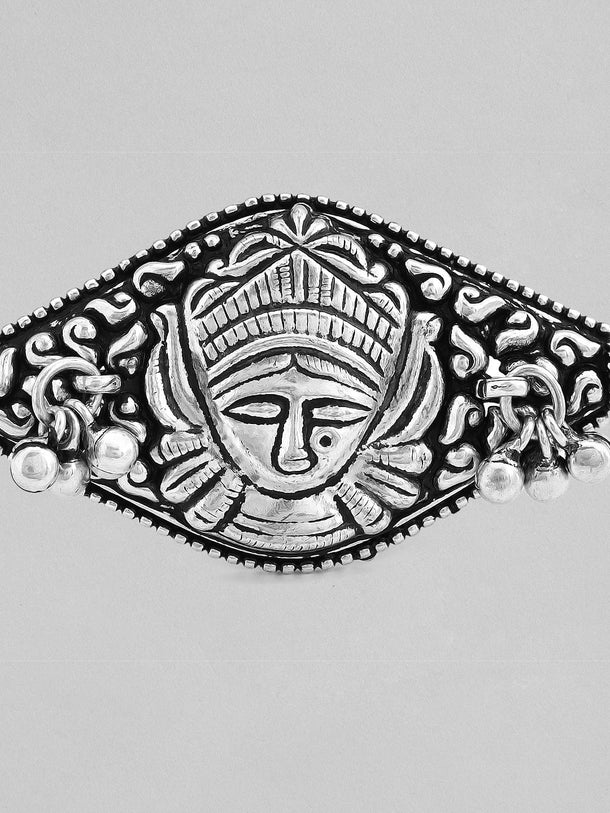 Rubans Oxidised Silver-Plated Temple Finger Ring