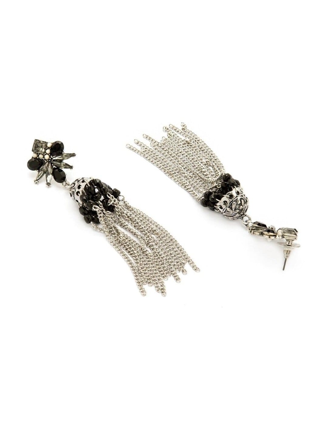 Rubans Oxidised Silver Toned Hand Crafetd Jhumka Earrings Earrings