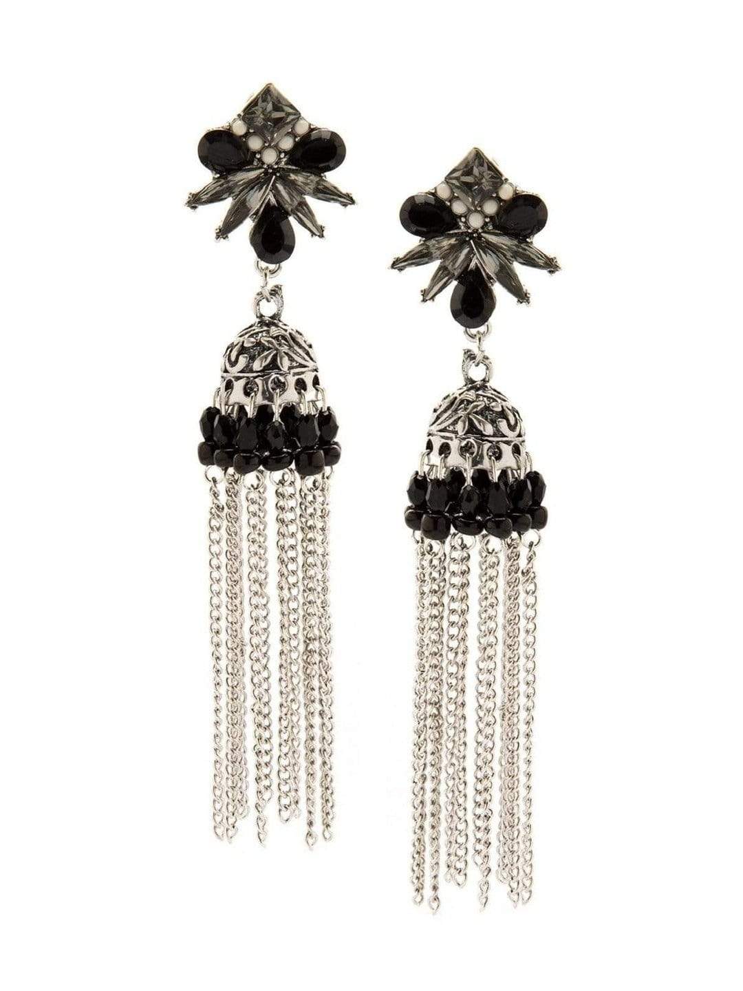 Rubans Oxidised Silver Toned Hand Crafetd Jhumka Earrings Earrings