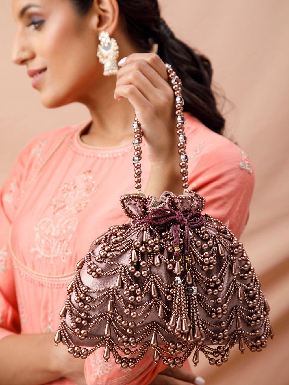 Rubans Potli Bag With Embroided Design Of Pearls. Handbag & Wallet Accessories