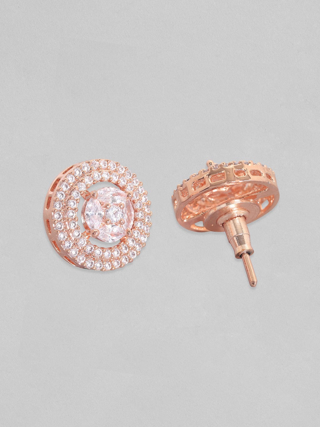 Rubans Rose Gold Circular Studs Earrings Earrings