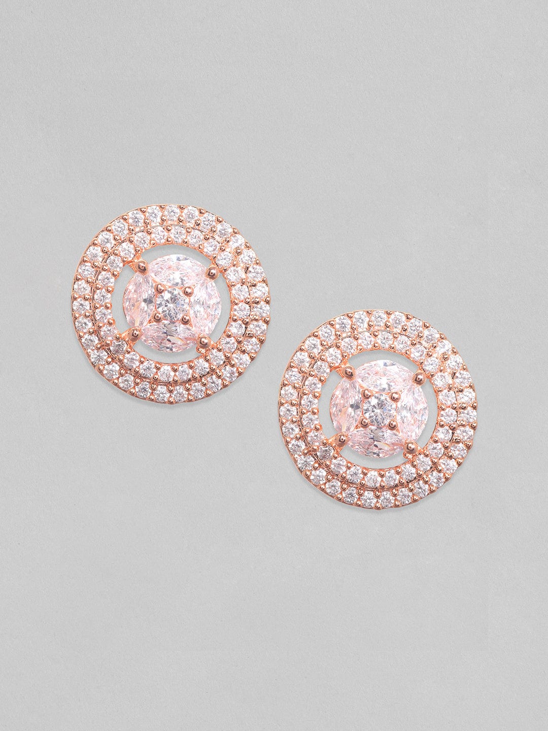 Rubans Rose Gold Circular Studs Earrings Earrings