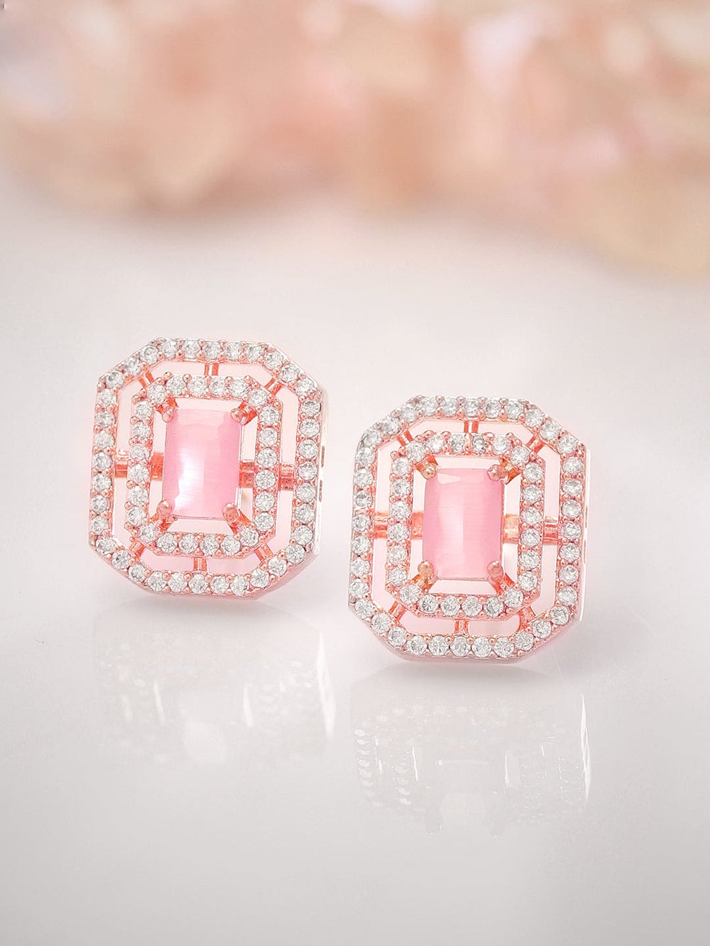 Rubans Rose Gold Geometric Studs Earrings Earrings