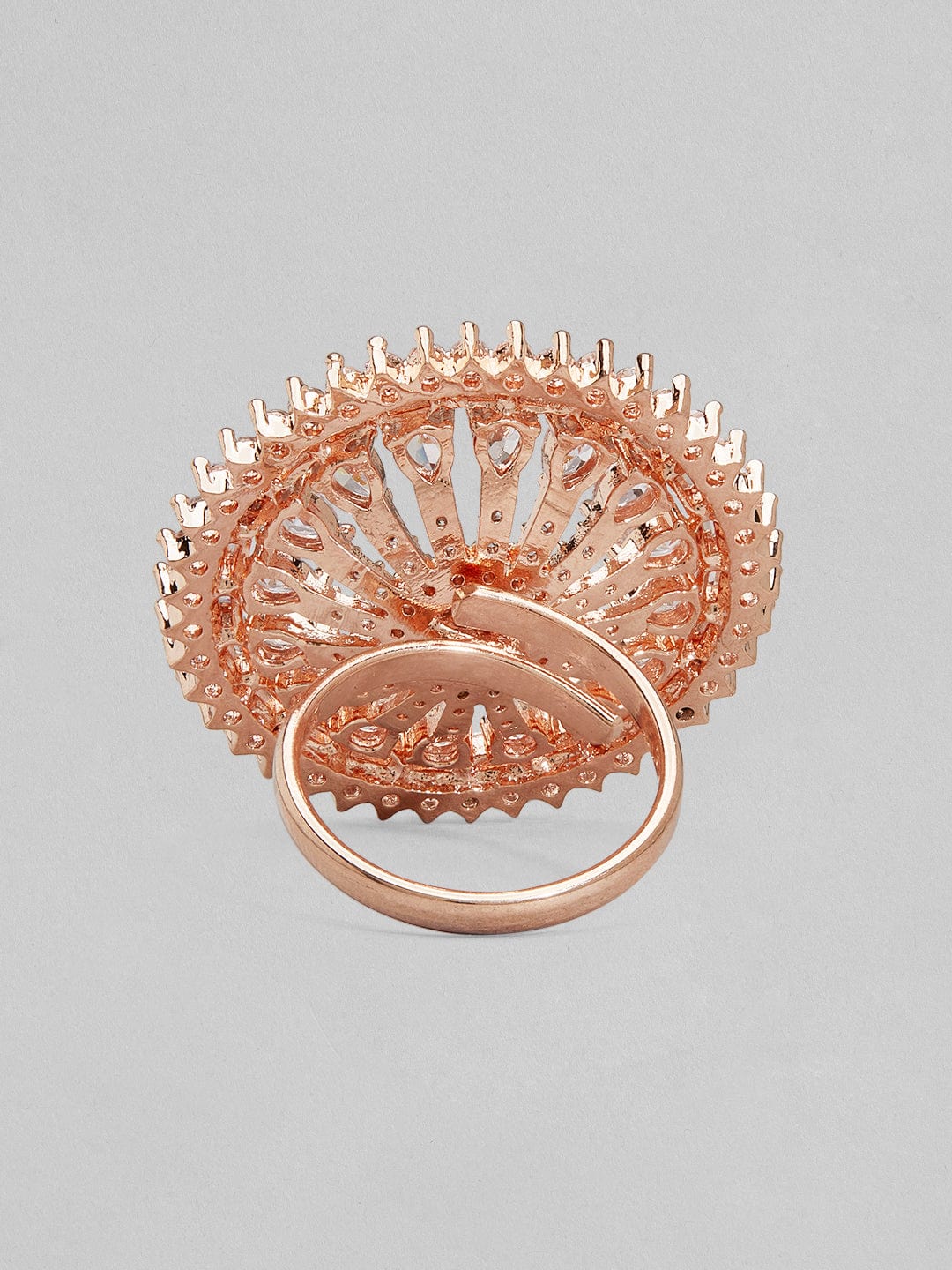 Rubans Rose Gold-Plated Handcrafted Adjustable AD-Studded  Finger Ring Rings