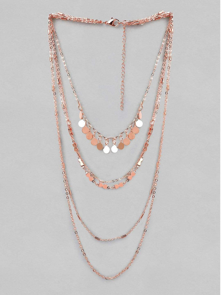 Rubans Rose Gold Plated Handcrafted Multi Layer Necklace Chain & Necklaces