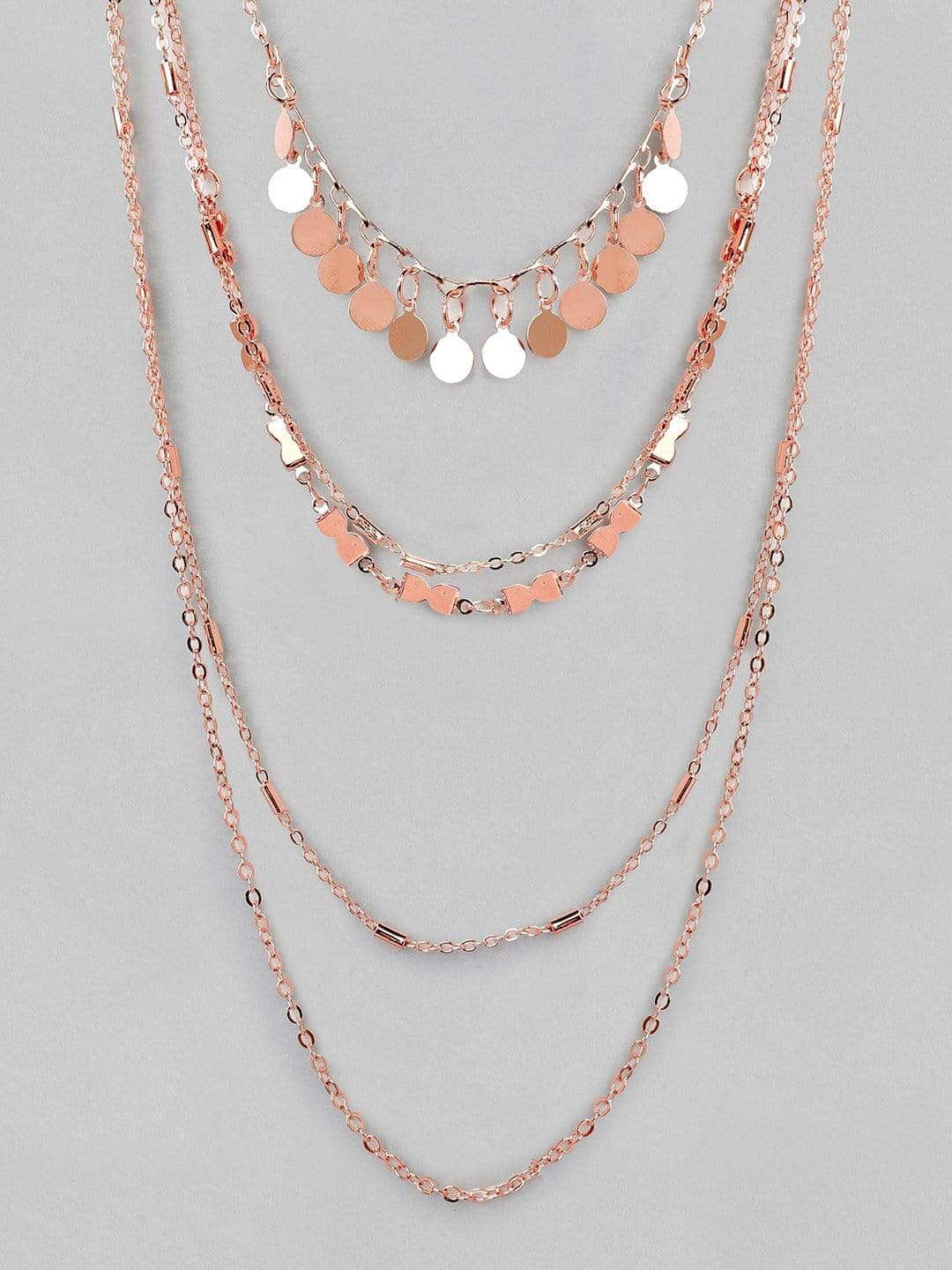 Rubans Rose Gold Plated Handcrafted Multi Layer Necklace Chain & Necklaces