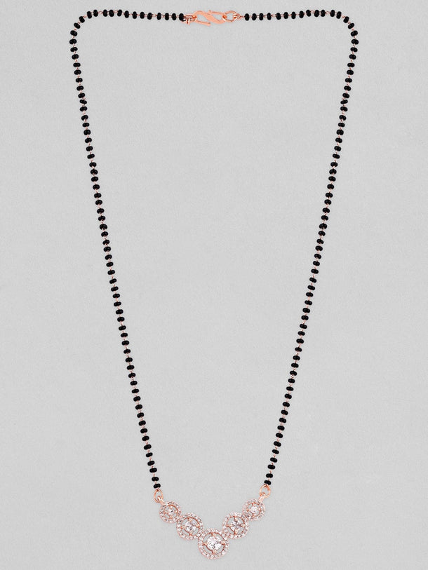 Rubans Rose Gold Plated Mangalsutra With Studded AD&