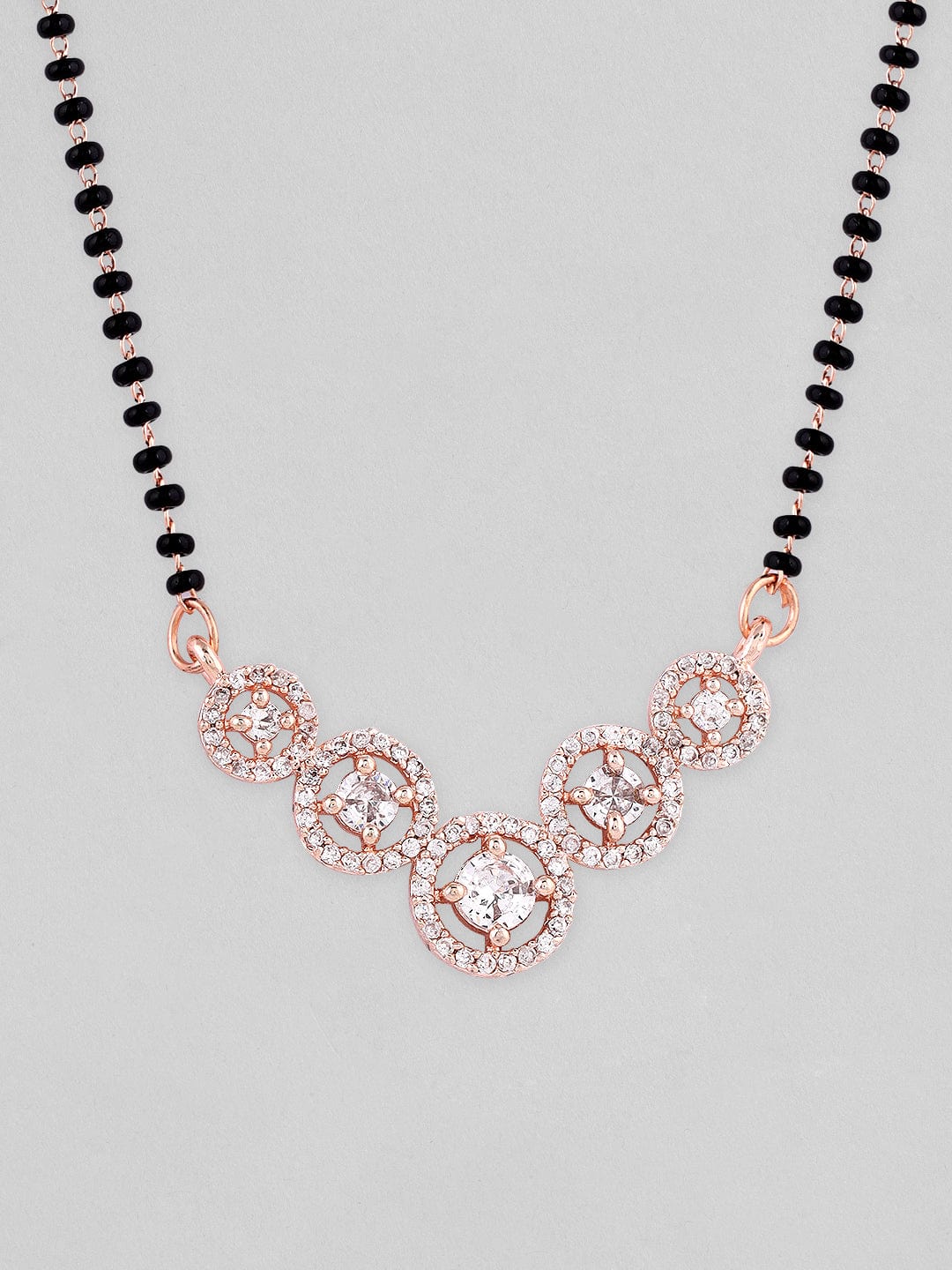 Rubans Rose Gold Plated Mangalsutra With Studded AD&