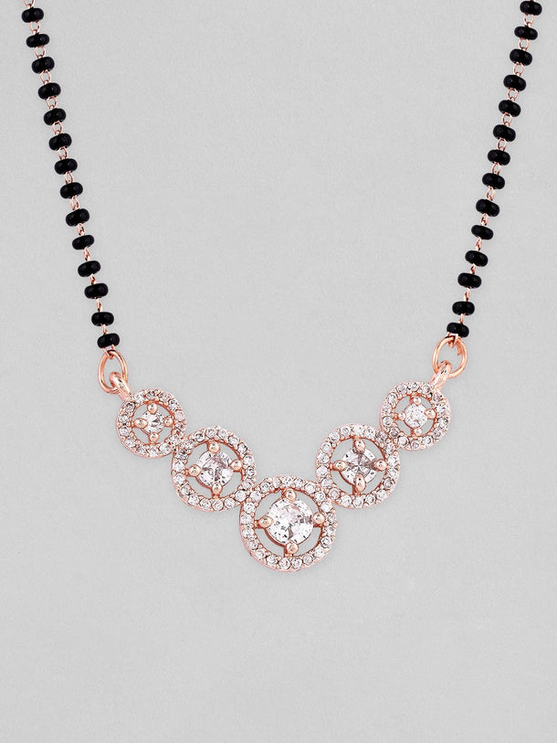 Rubans Rose Gold Plated Mangalsutra With Studded AD&