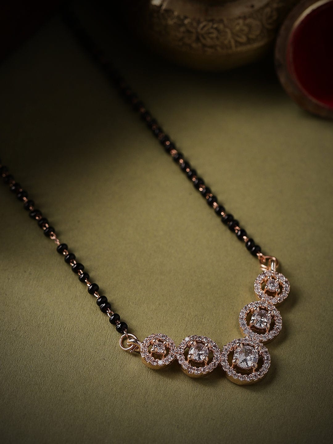 Rubans Rose Gold Plated Mangalsutra With Studded AD&