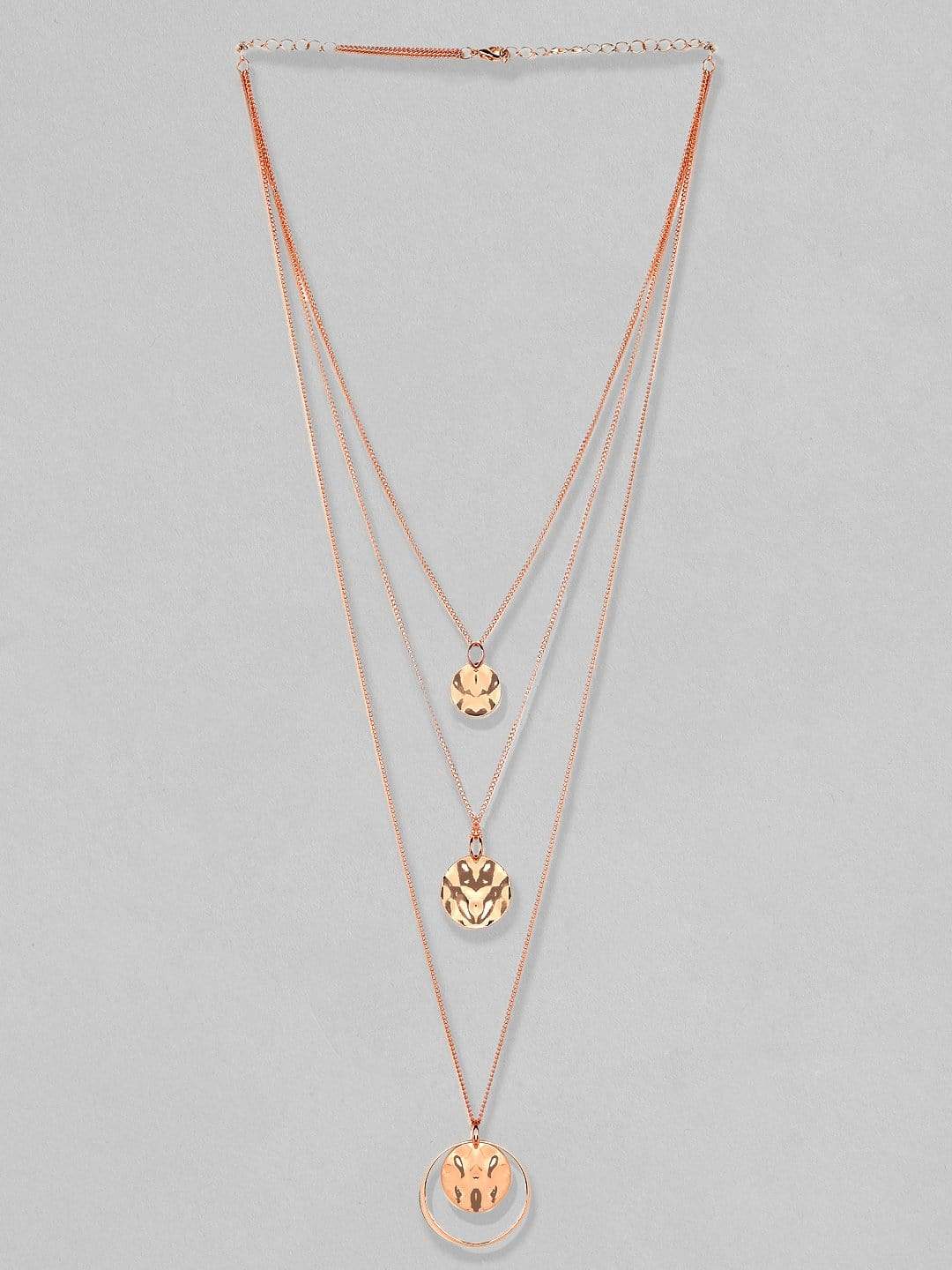 Rubans Rose Gold Plated Multi Layer Chain Necklace Chain & Necklaces