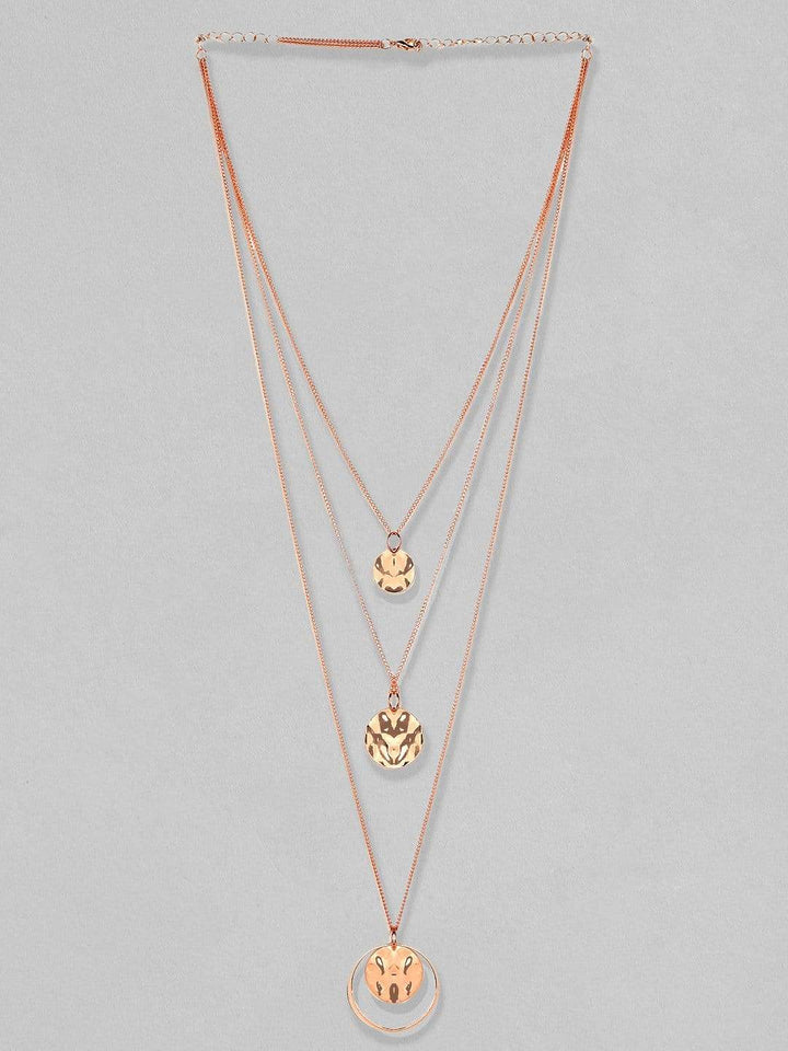 Rubans Rose Gold Plated Multi Layer Chain Necklace Chain & Necklaces