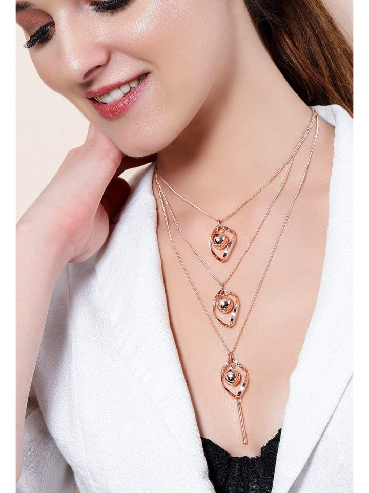 Rubans Rose Gold Plated Multi Layer Chain Necklace Necklace Set