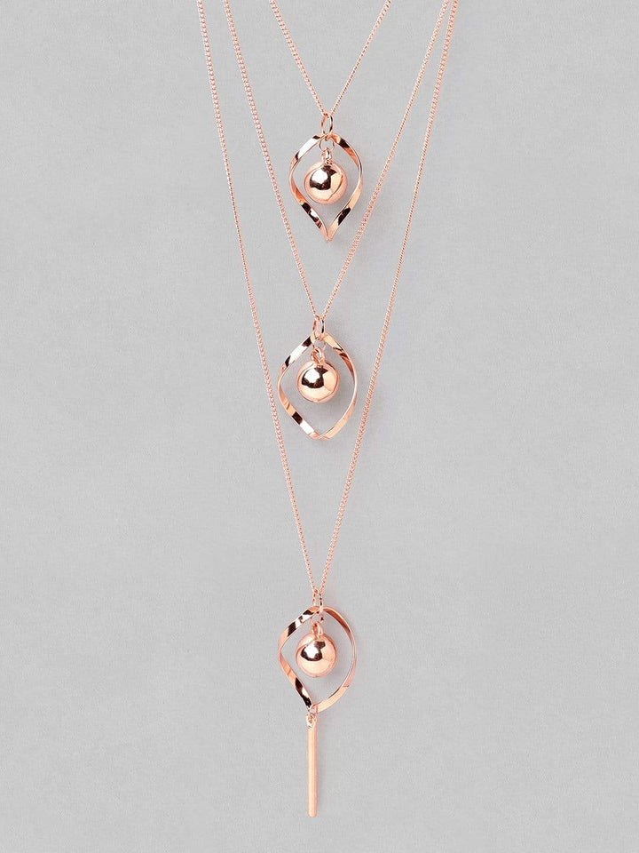 Rubans Rose Gold Plated Multi Layer Chain Necklace Necklace Set