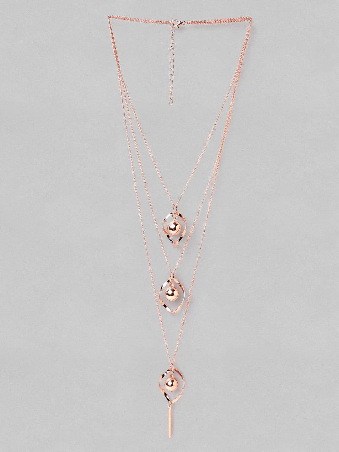 Rubans Rose Gold Plated Multi Layer Chain Necklace Necklace Set