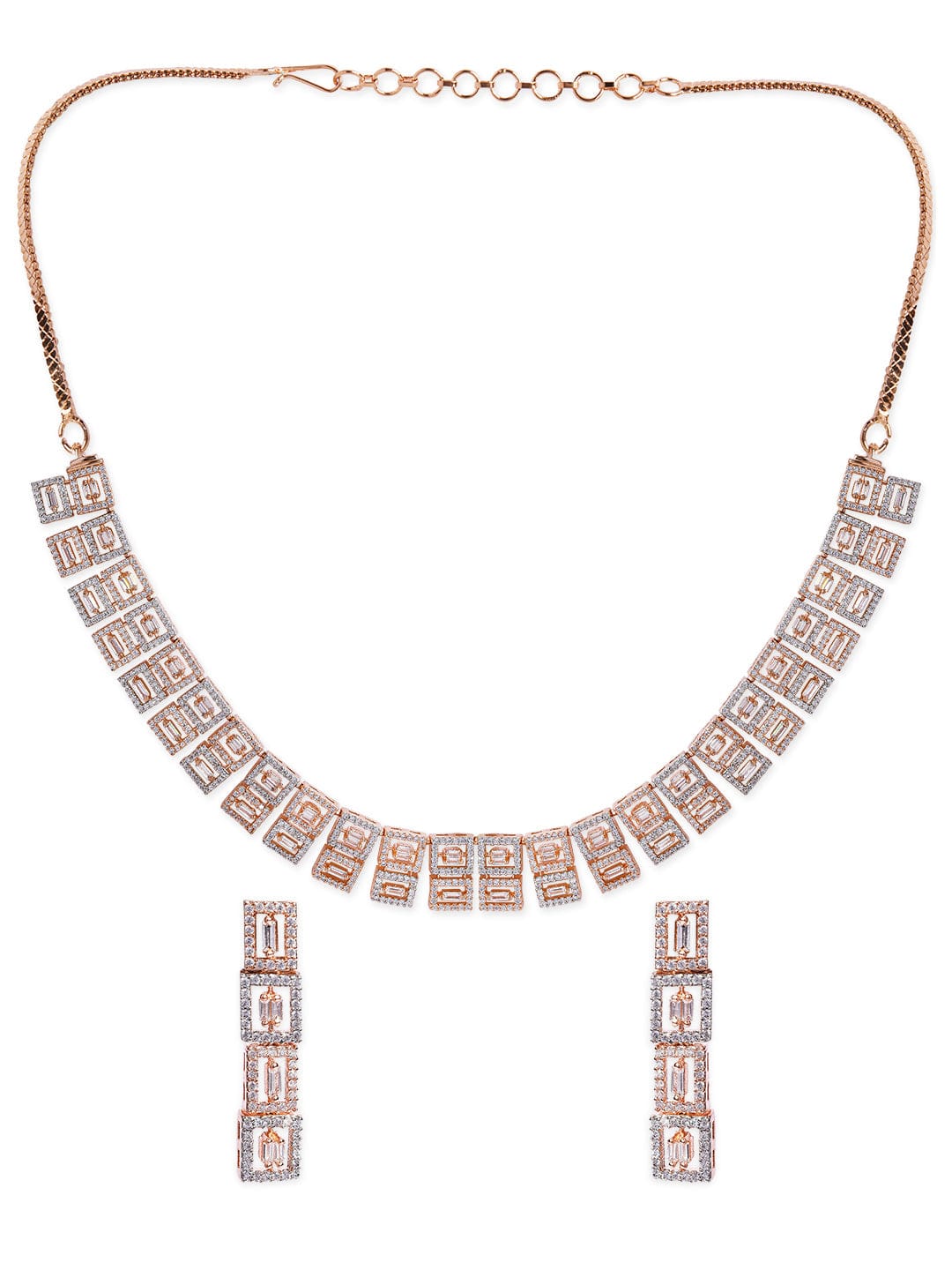 Shop Rubans Rose Gold Plated Necklace Set With American Diamonds. Online at Rubans