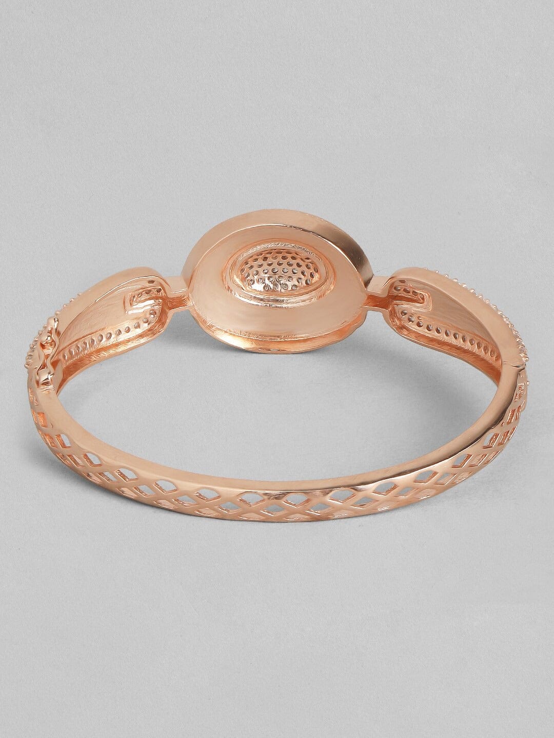 Rubans Rose Gold-Plated White CZ Studded Filigree Handcrafted Bangle-Style Bracelet Bangles & Bracelets