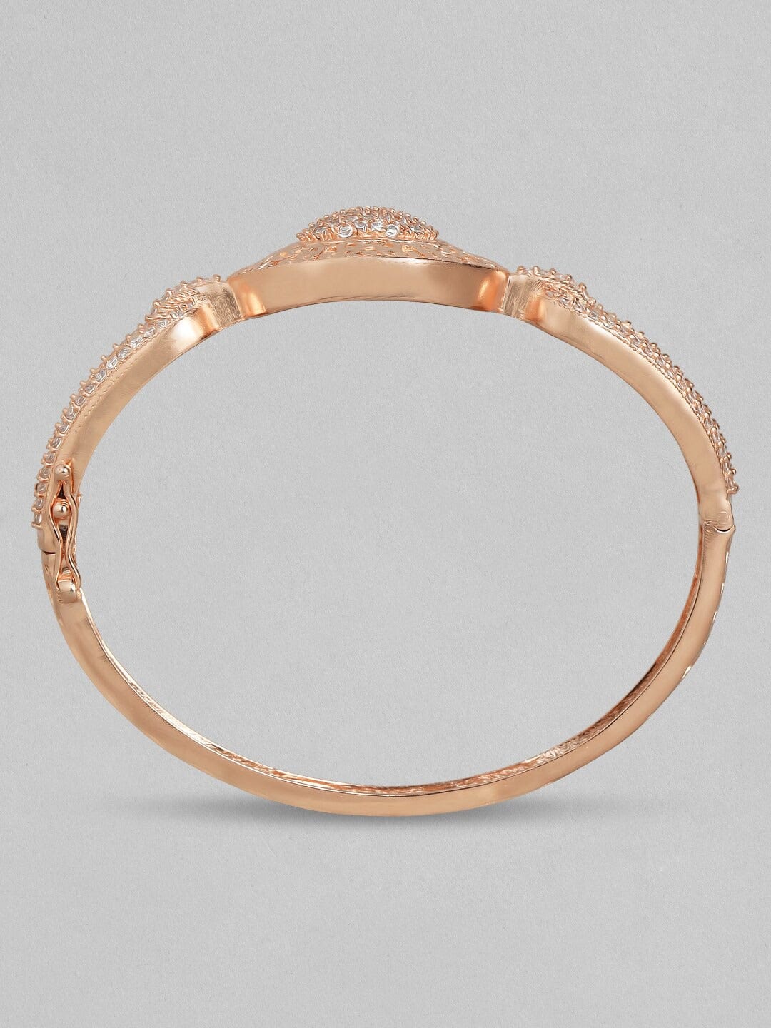 Rubans Rose Gold-Plated White CZ Studded Filigree Handcrafted Bangle-Style Bracelet Bangles & Bracelets