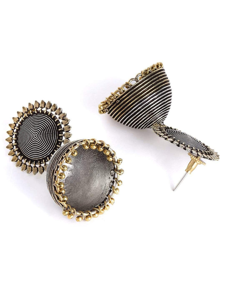 Rubans Set Of 2, Oxidized Finish Jhumka Dangle Earrings Earrings
