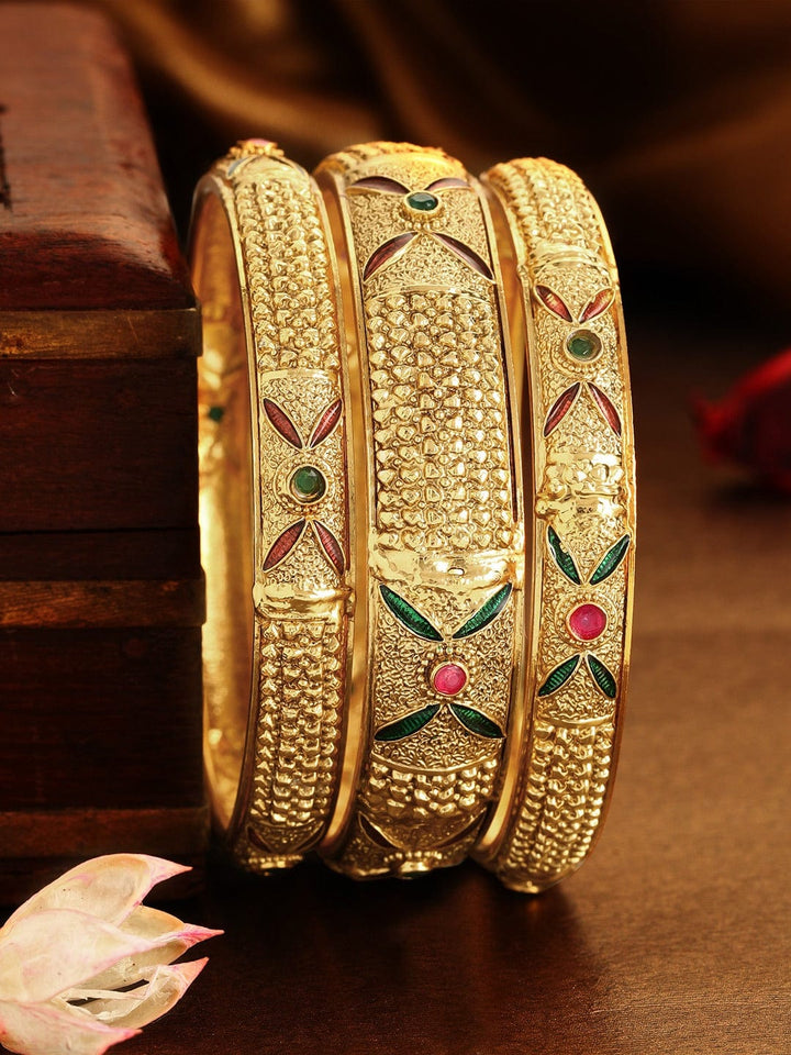 Rubans Set of 3 22K Gold Plated Handcrafted Bangles Bangles & Bracelets