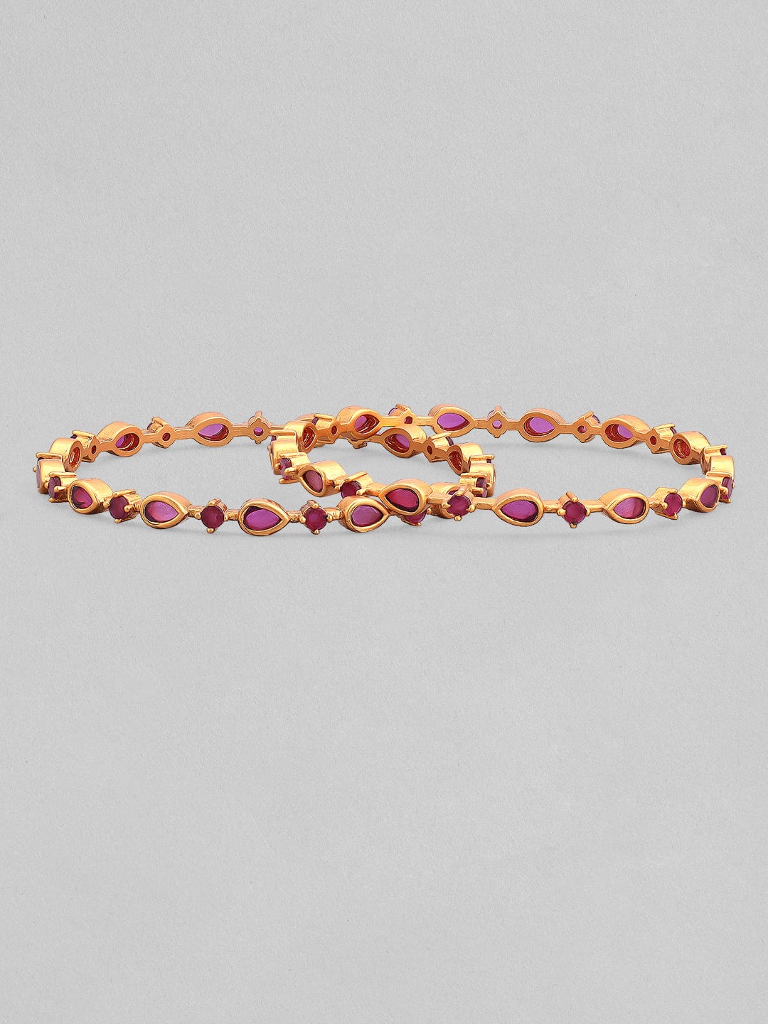 Rubans Set Of 4 24K Gold-Plated Handcrafted Ruby-Studded Bangles Bangles & Bracelets