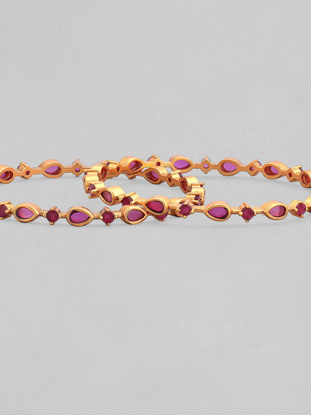 Rubans Set Of 4 24K Gold-Plated Handcrafted Ruby-Studded Bangles Bangles & Bracelets