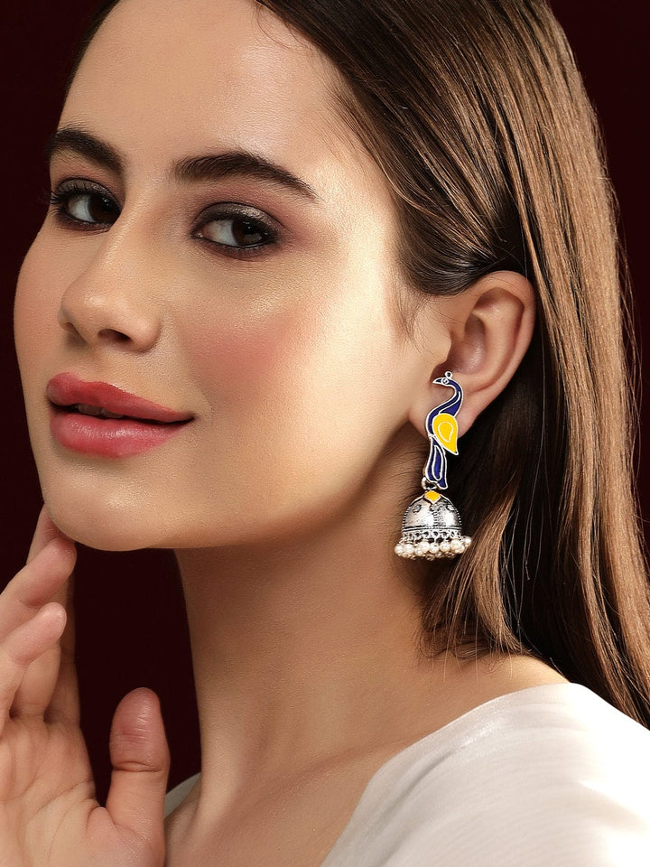 Rubans Silver Oxidized Plated Jhumki Earring Earrings