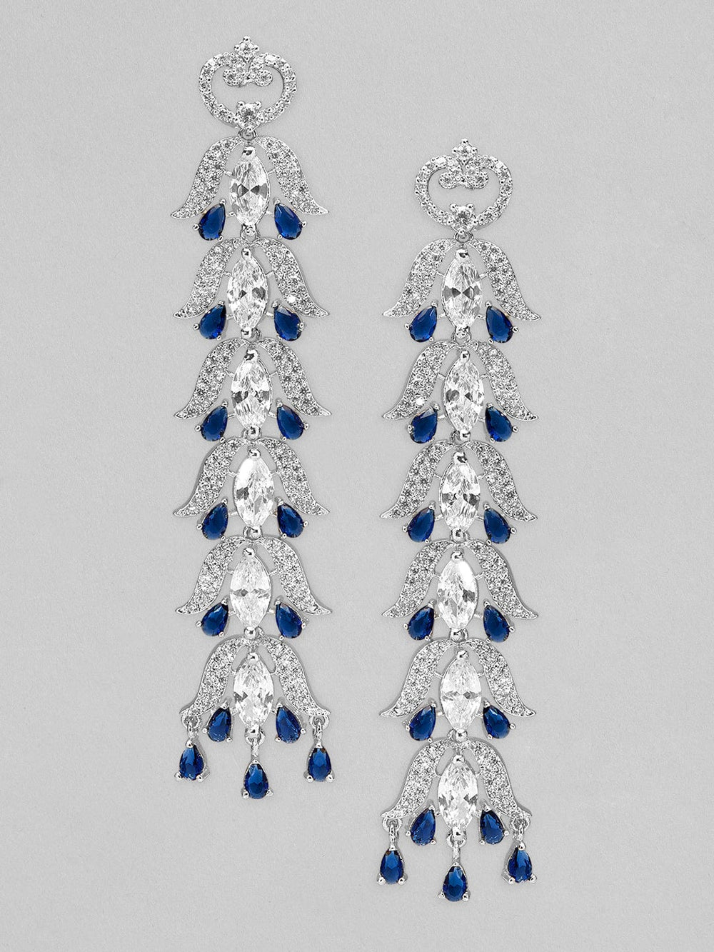 Rubans silver plated earrings with studded american stones. Earrings