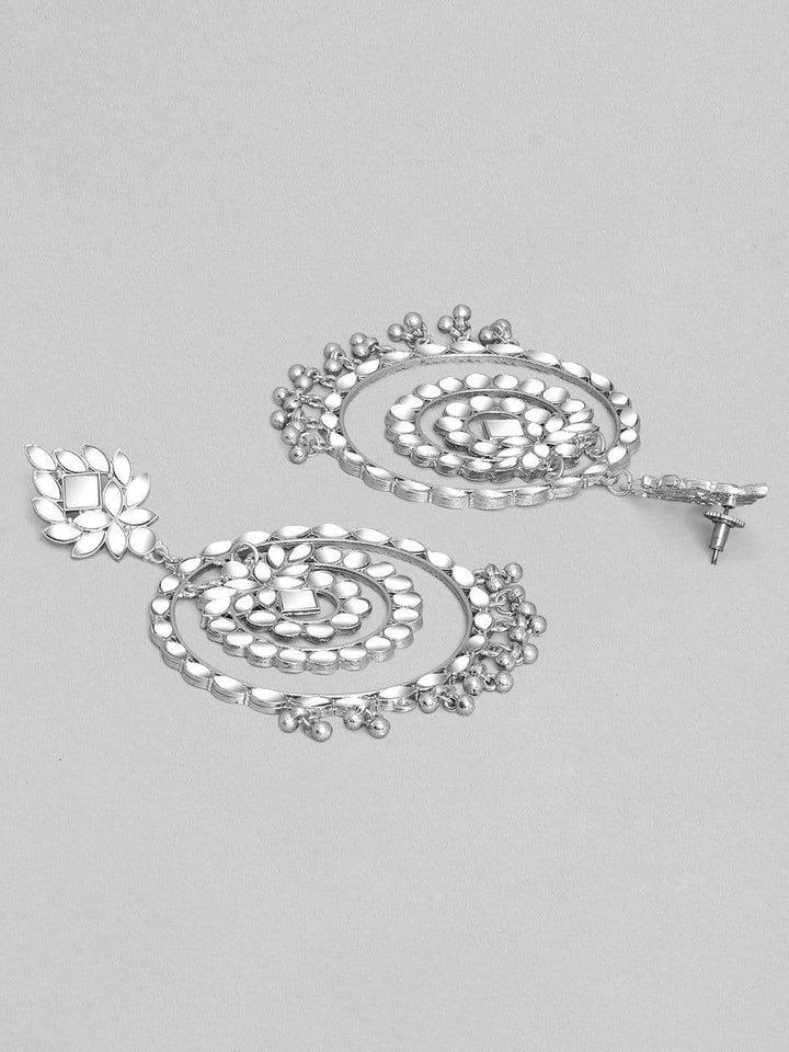 Rubans Silver Plated Festive Mirror Chandbali Earrings Earrings