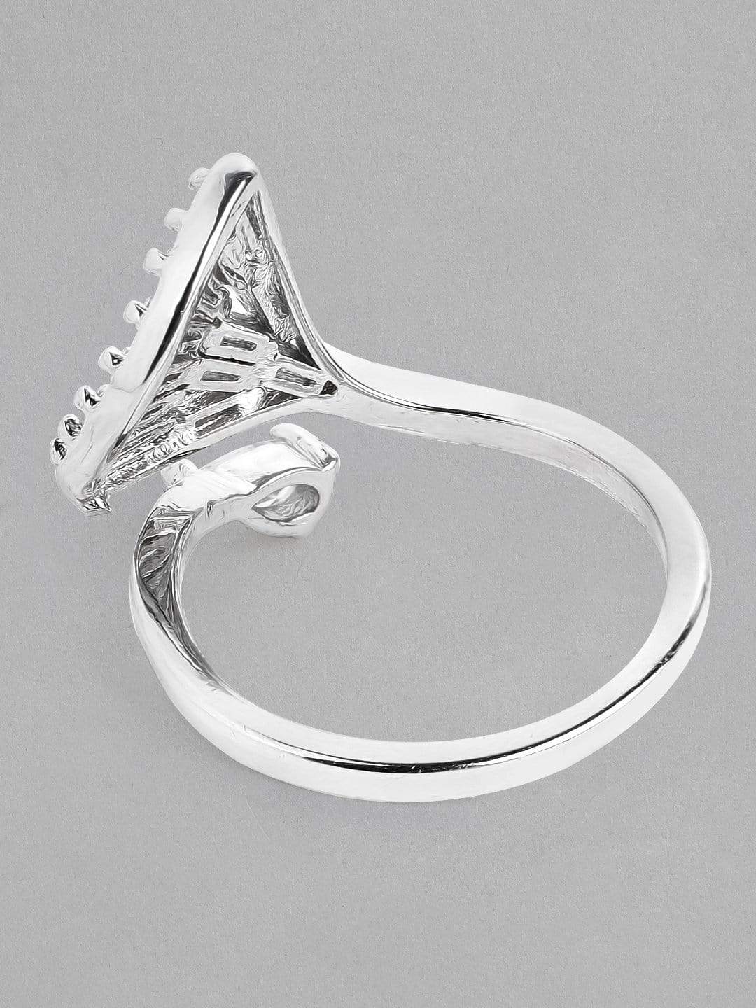 Rubans Silver Plated Handcrafted AD Stone Adjustable Ring Rings