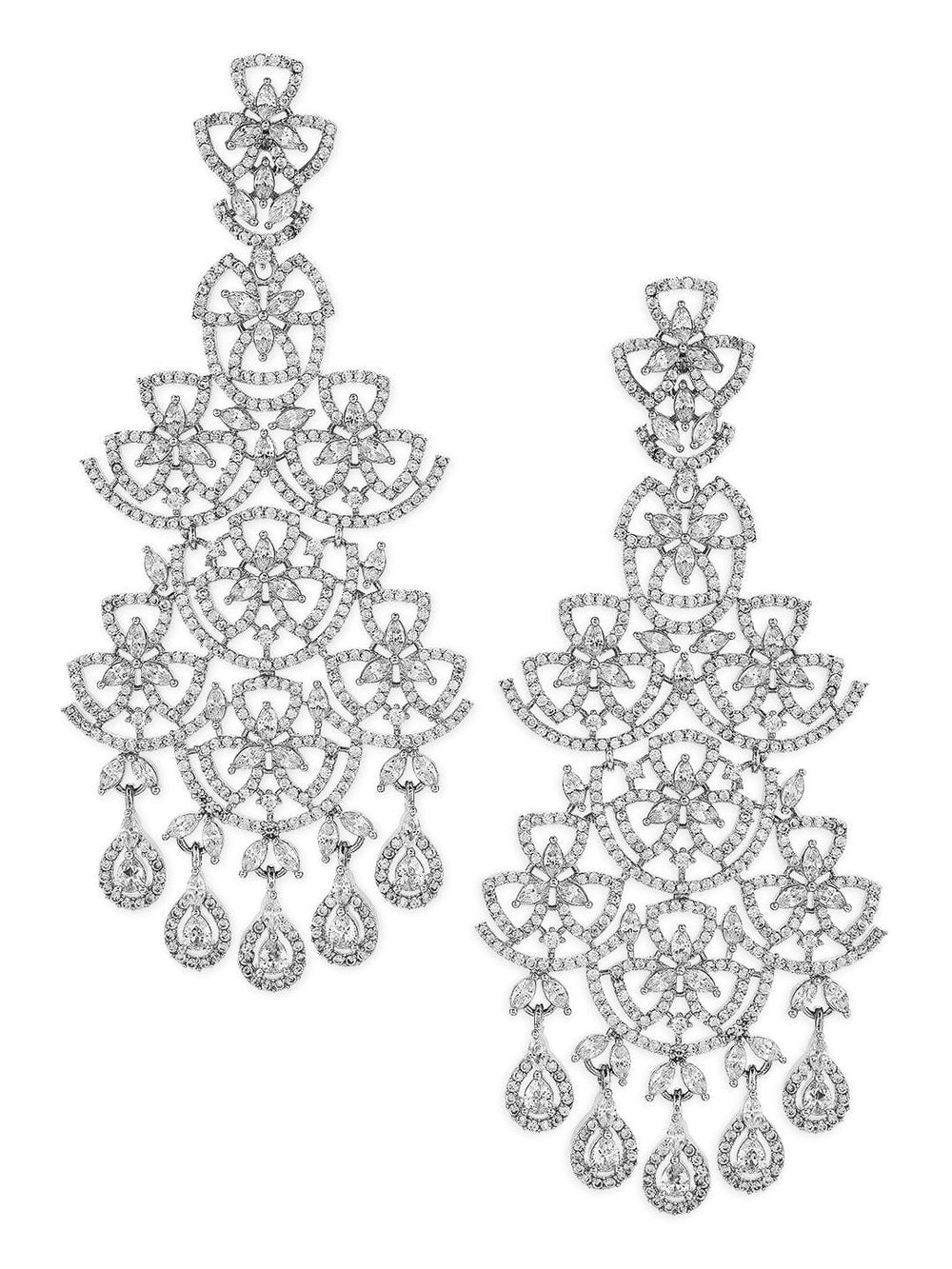 Rubans Silver Plated Handcrafted AD Studded Drop earring. Earrings