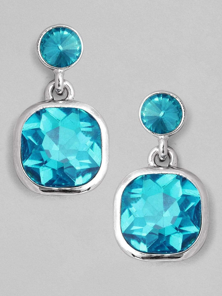 Rubans Silver Plated Handcrafted Blue Stone Drop Earrings Earrings