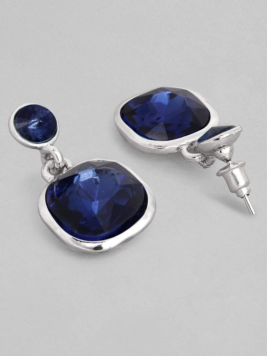 Rubans Silver Plated Handcrafted Blue Stone Drop Earrings Earrings