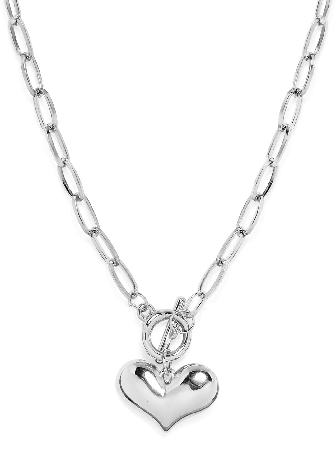 Rubans Silver Plated Handcrafted Interlinked Heart Shape Chain Necklace Chain & Necklaces