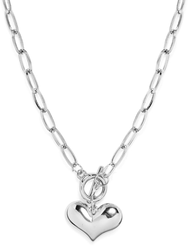 Rubans Silver Plated Handcrafted Interlinked Heart Shape Chain Necklace Chain & Necklaces